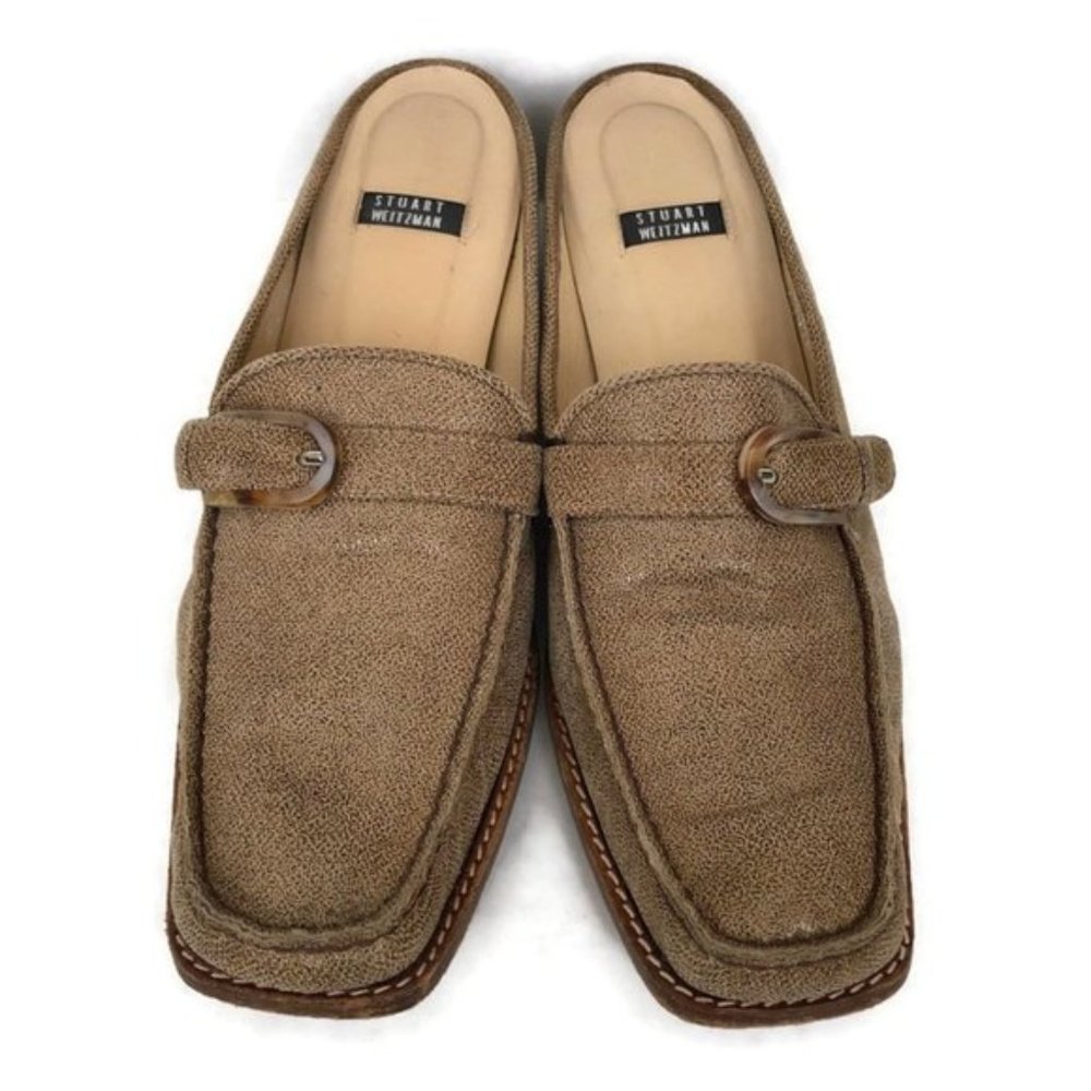 Stuart Weitzman Mules Square Toes Tan Leather - Picture 4 of 7